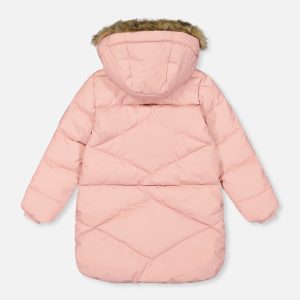 Long Winter Puffer Coat Pale Dusty Pink - Image 3