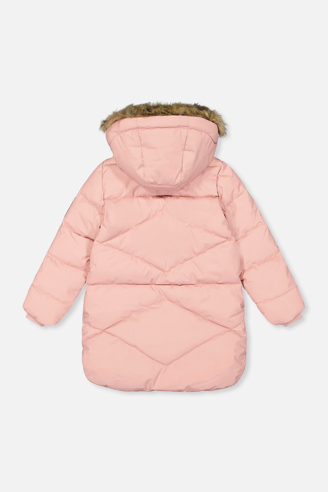 Long Winter Puffer Coat Pale Dusty Pink - Image 3