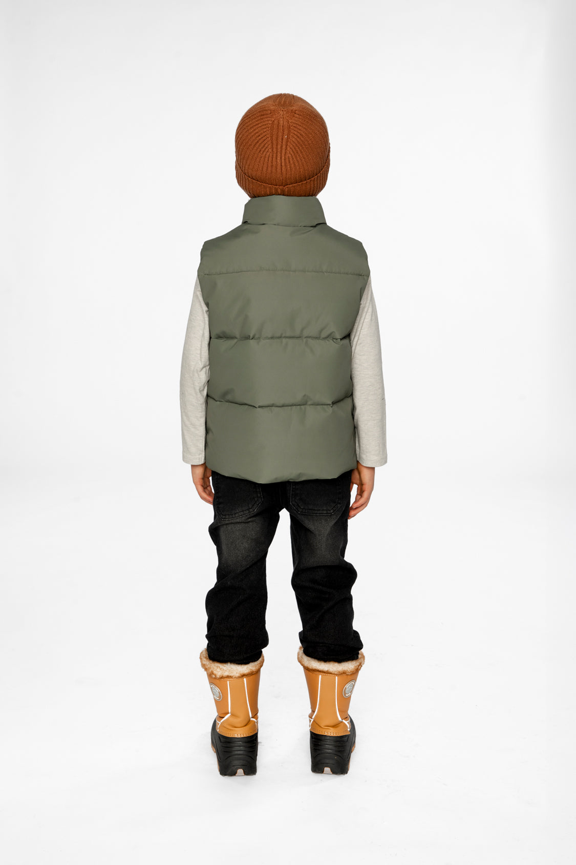 Sleeveless Mid-Season Vest Olive Green - Image 4