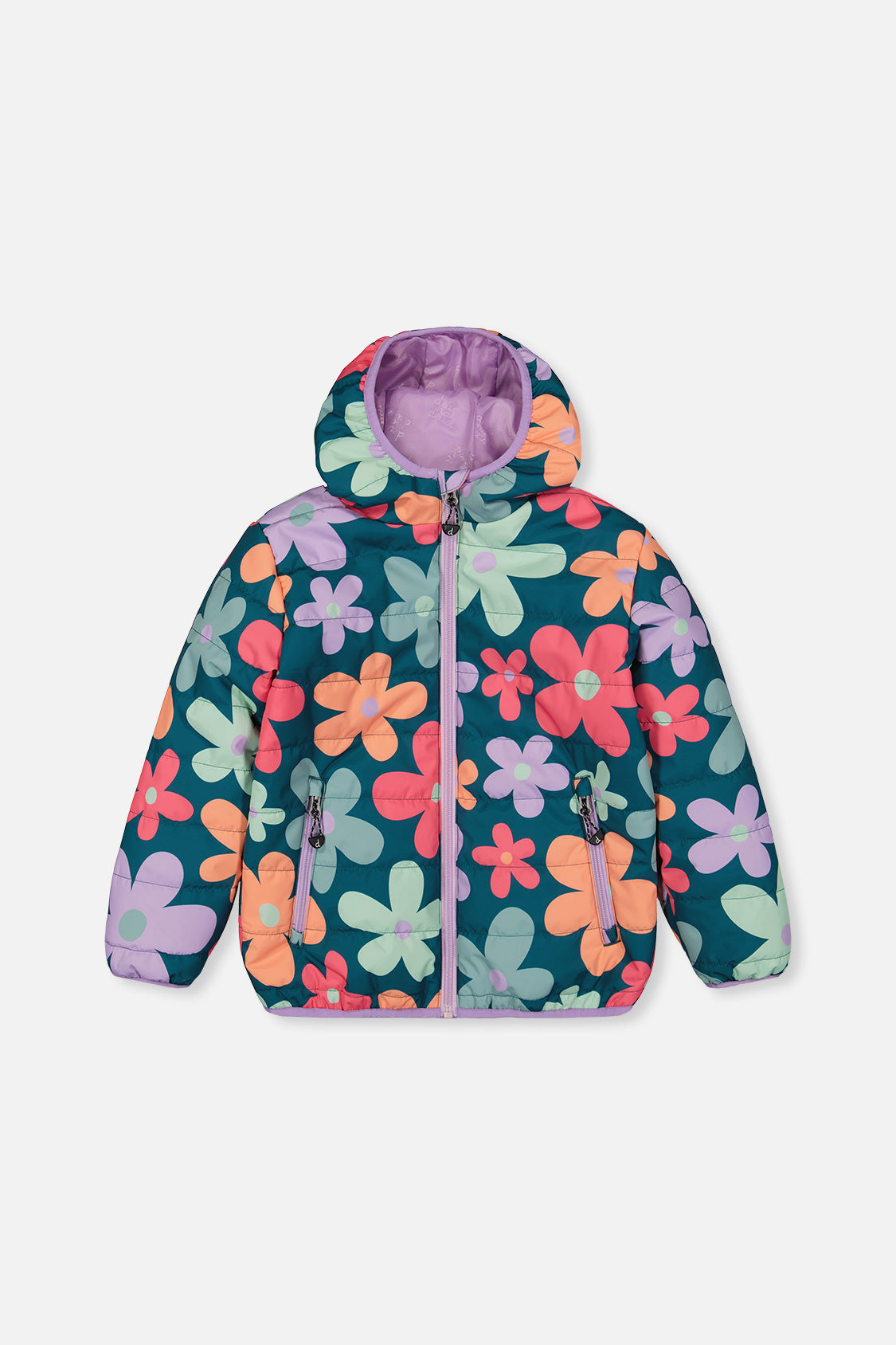 Quilted Mid-Season Jacket Green Floral Print - Image 11
