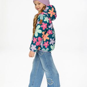 Quilted Mid-Season Jacket Green Floral Print - Image 3