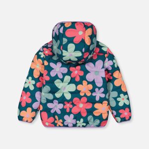 Quilted Mid-Season Jacket Green Floral Print - Image 5