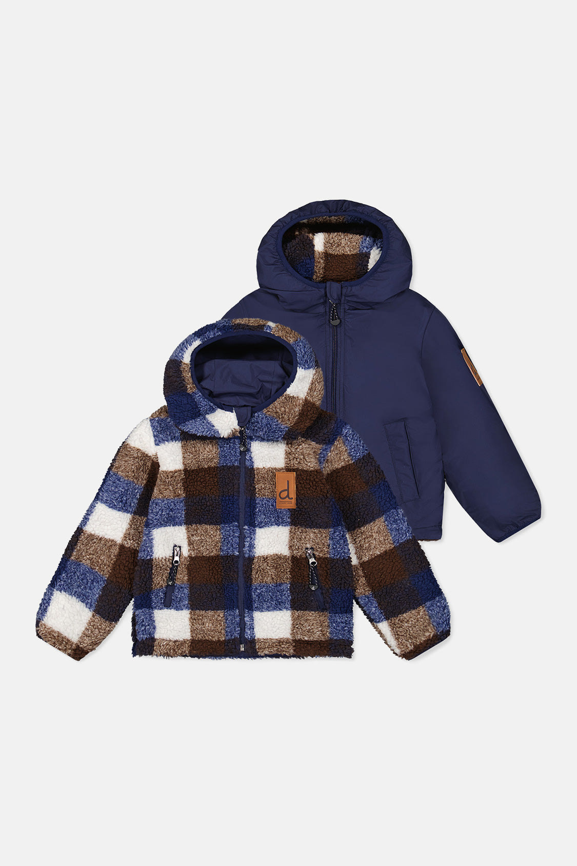 Baby Reversible Mid-Season Jacket Dark Blue And Brown - Image 8
