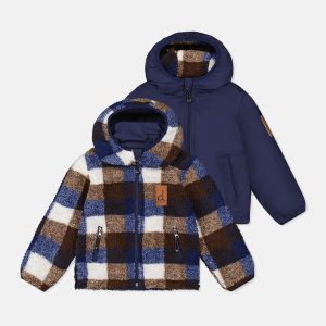 Baby Reversible Mid-Season Jacket Dark Blue And Brown