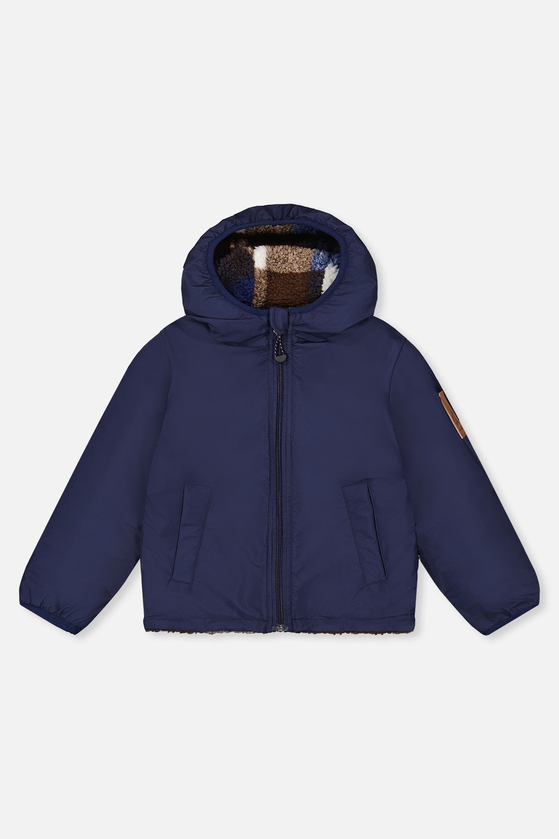 Baby Reversible Mid-Season Jacket Dark Blue And Brown - Image 3