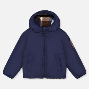 Reversible Mid-Season Jacket Dark Blue And Brown - Image 3