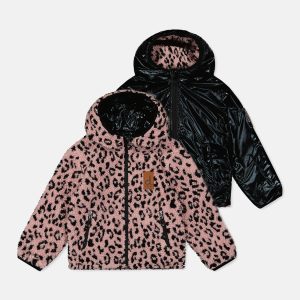 Reversible Mid-Season Jacket Pink And Black - Image 13