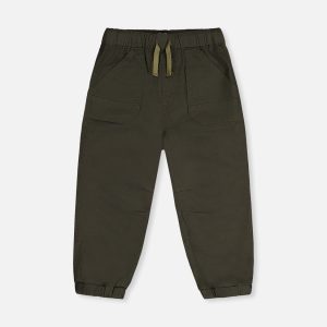 Stretch Canvas Jogger Pants Very Dark Green