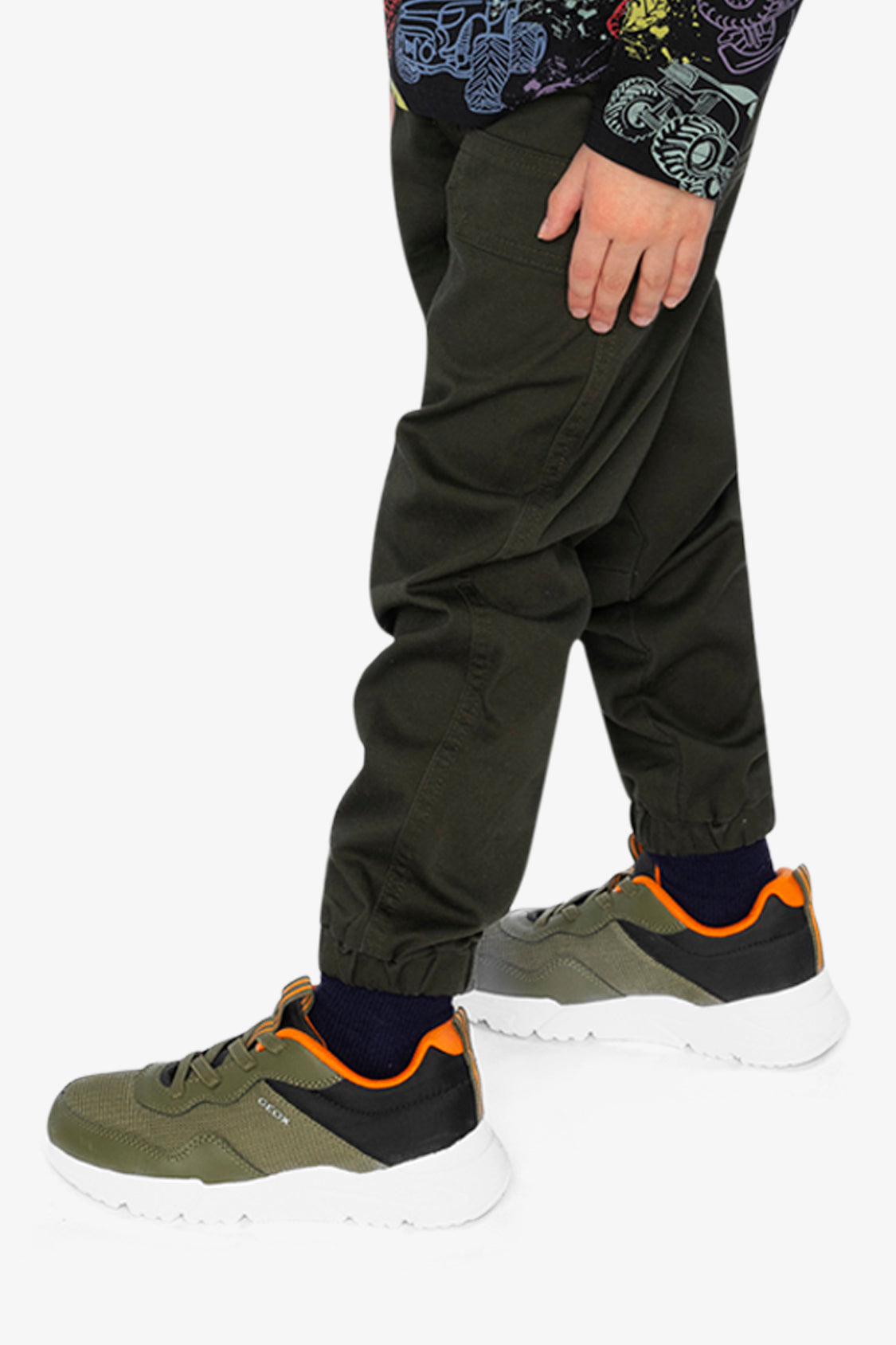 Stretch Canvas Jogger Pants Very Dark Green - Image 3