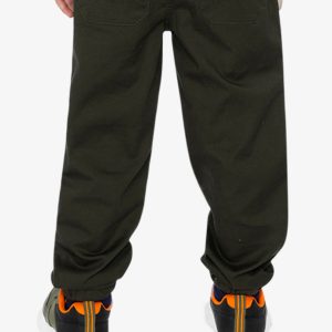 Stretch Canvas Jogger Pants Very Dark Green - Image 4