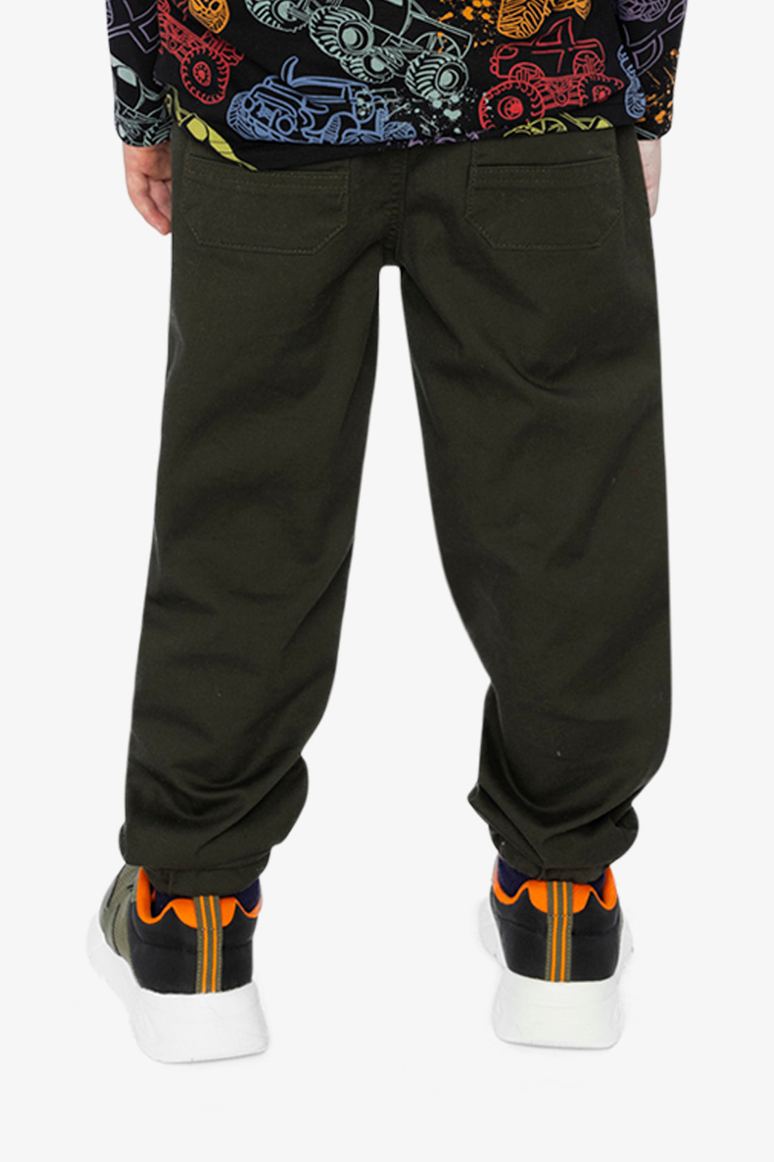 Stretch Canvas Jogger Pants Very Dark Green - Image 4