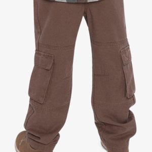 Twill Pants With Cargo Pockets Neutral Brown - Image 4