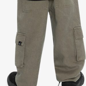 Twill Pants With Cargo Pockets Grey - Image 4