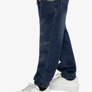 French Terry Denim Jogger Pants Navy Blue - Image 3