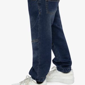 French Terry Denim Jogger Pants Navy Blue - Image 4