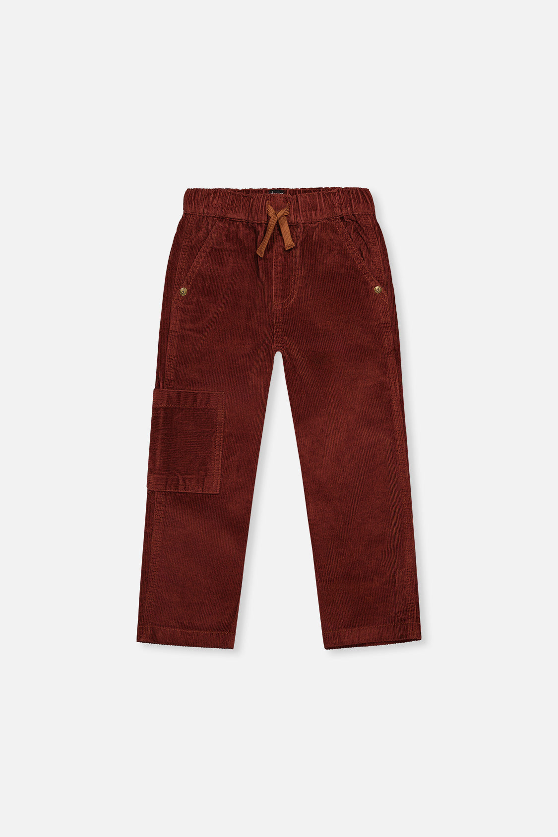 Stretch Corduroy Pants With Cargo Pocket Reddish-Brown - Image 8