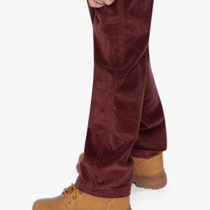 Stretch Corduroy Pants With Cargo Pocket Reddish-Brown - Image 3