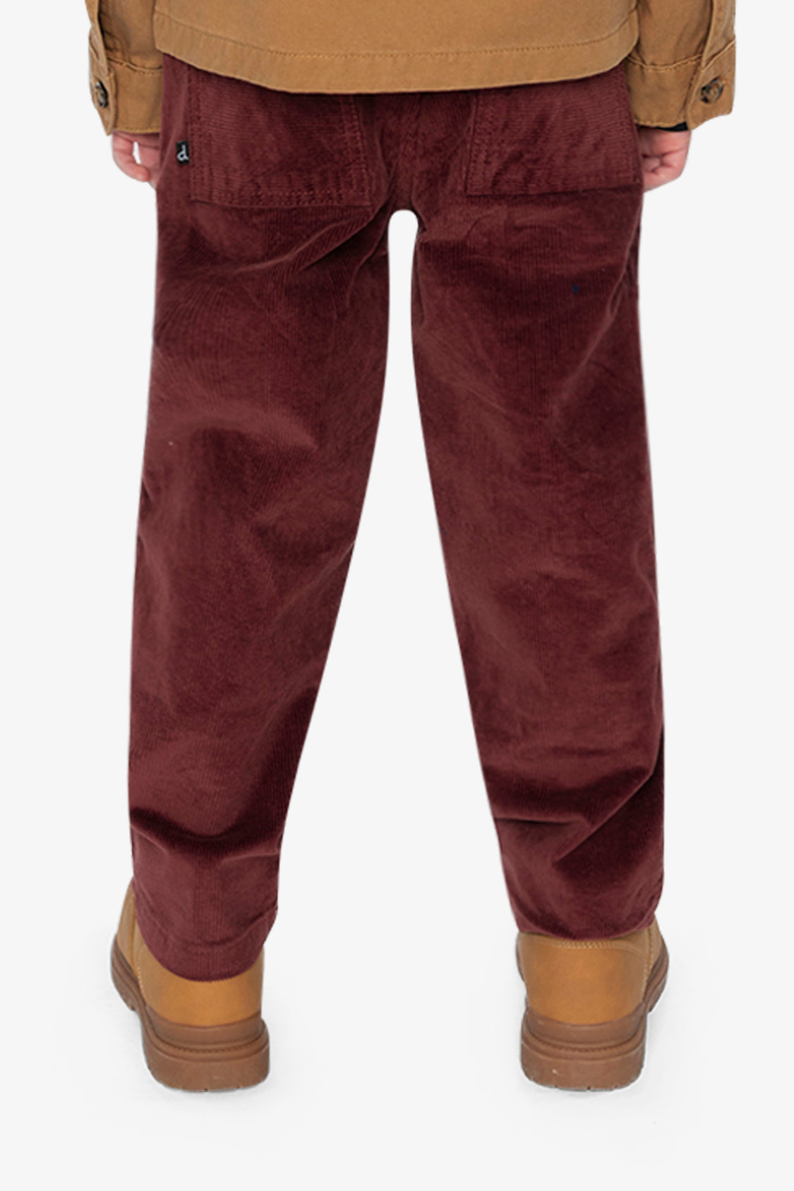 Stretch Corduroy Pants With Cargo Pocket Reddish-Brown - Image 4