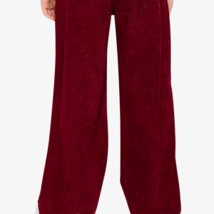 Stretch Corduroy Wide Leg Pants Reddish-Brown - Image 4