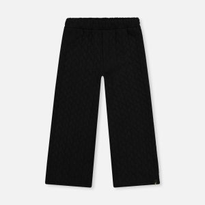 Wide Leg Jacquard Pants Black