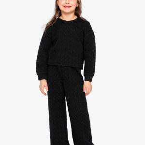 Wide Leg Jacquard Pants Black - Image 5