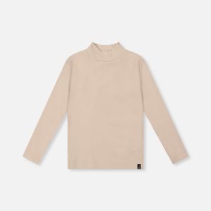 Brushed Rib Mock Neck Top Beige - Image 12