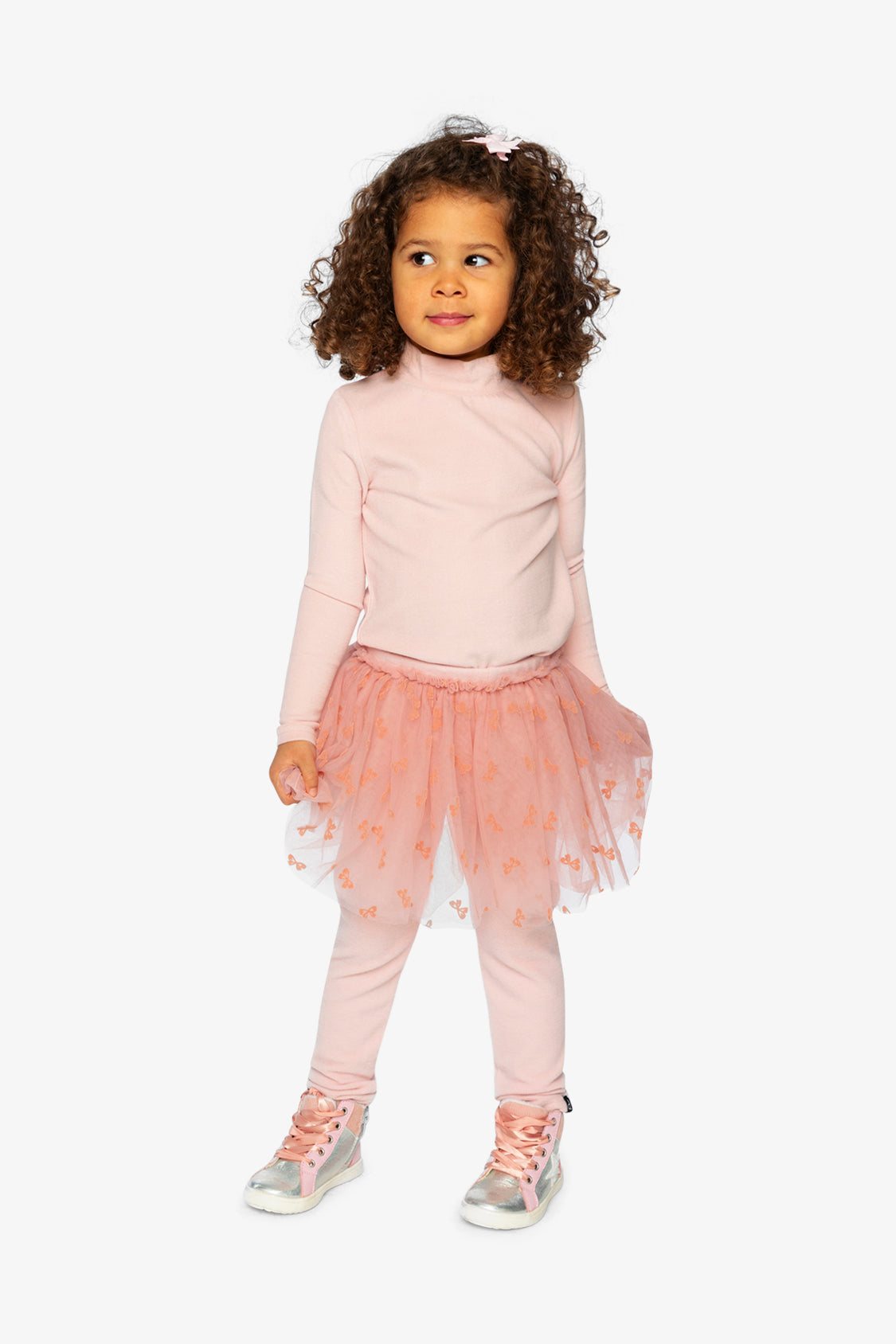 Brushed Rib Mock Neck Top Pale Dusty Pink - Image 5