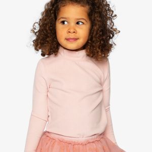 Brushed Rib Mock Neck Top Pale Dusty Pink - Image 2