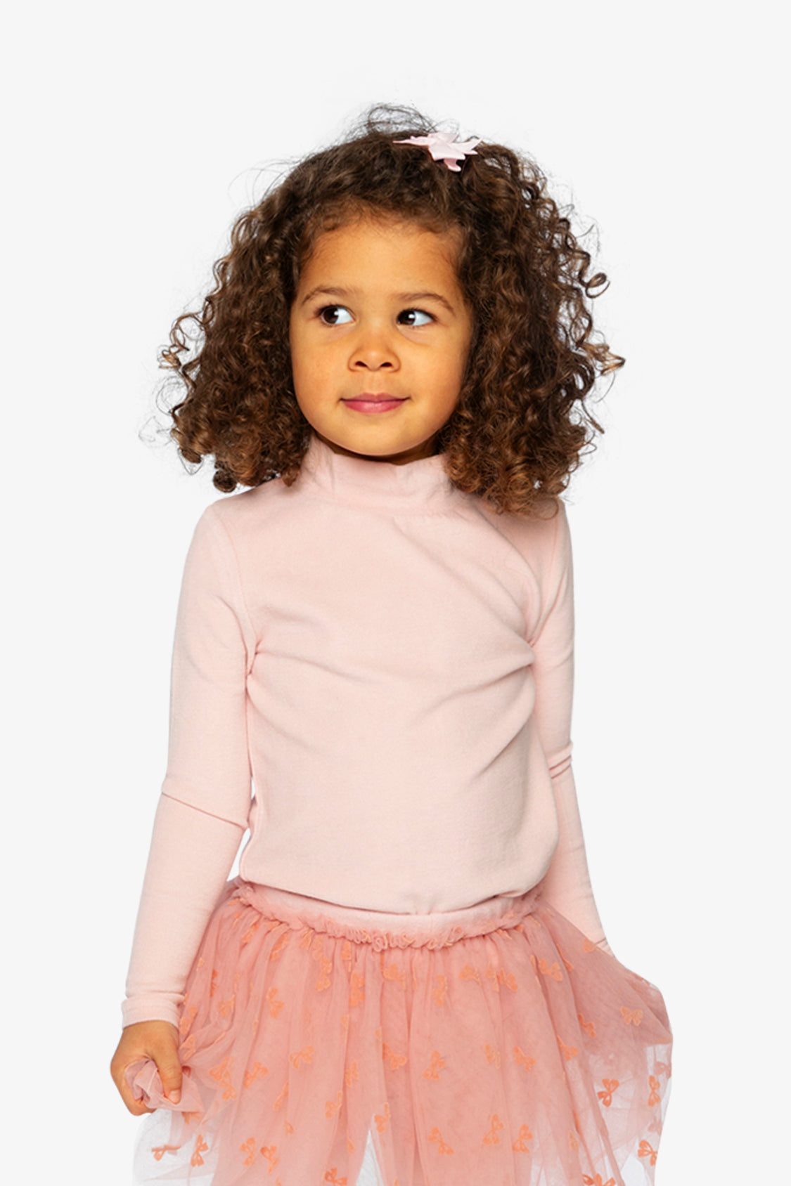 Brushed Rib Mock Neck Top Pale Dusty Pink - Image 2