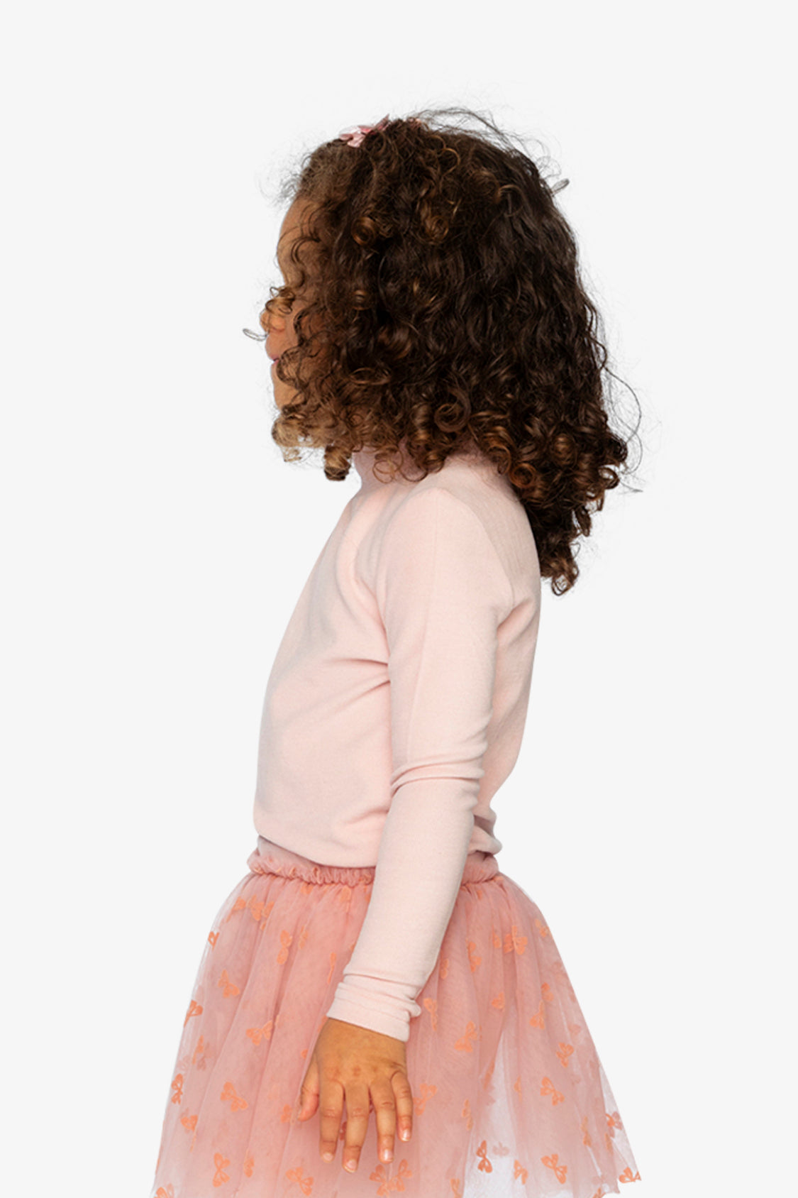 Brushed Rib Mock Neck Top Pale Dusty Pink - Image 3