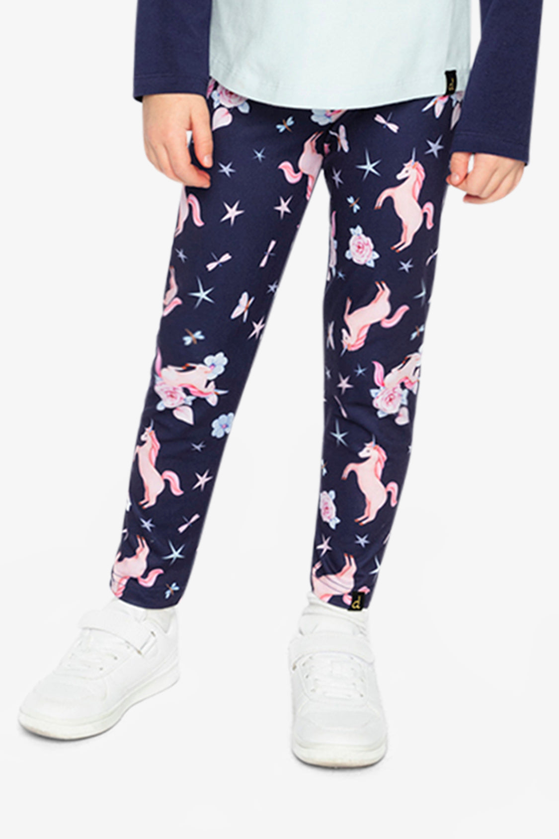 Printed Leggings Navy Unicorn Print - Image 2