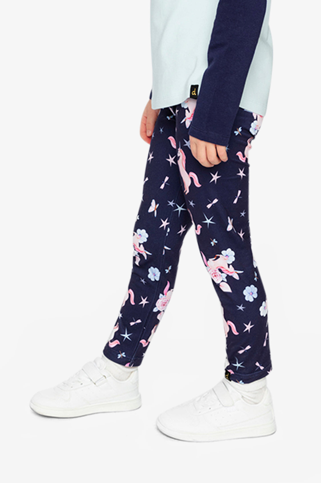 Printed Leggings Navy Unicorn Print - Image 3