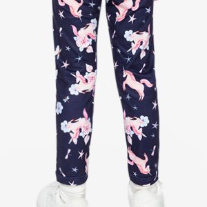 Printed Leggings Navy Unicorn Print - Image 4