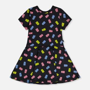 Short Sleeve Dress Black Printed Gummy Bears - Image 14