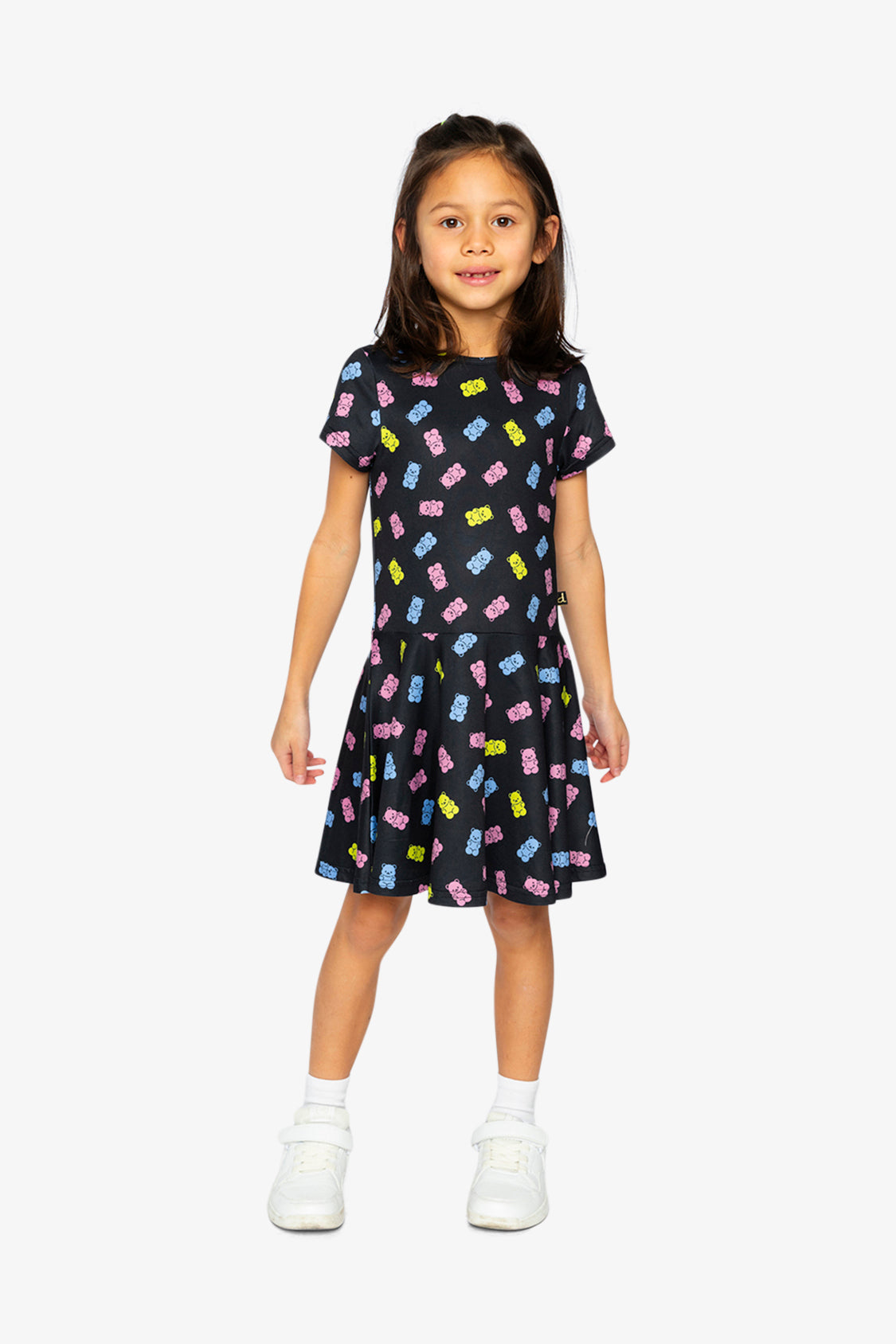 Short Sleeve Dress Black Printed Gummy Bears - Image 2