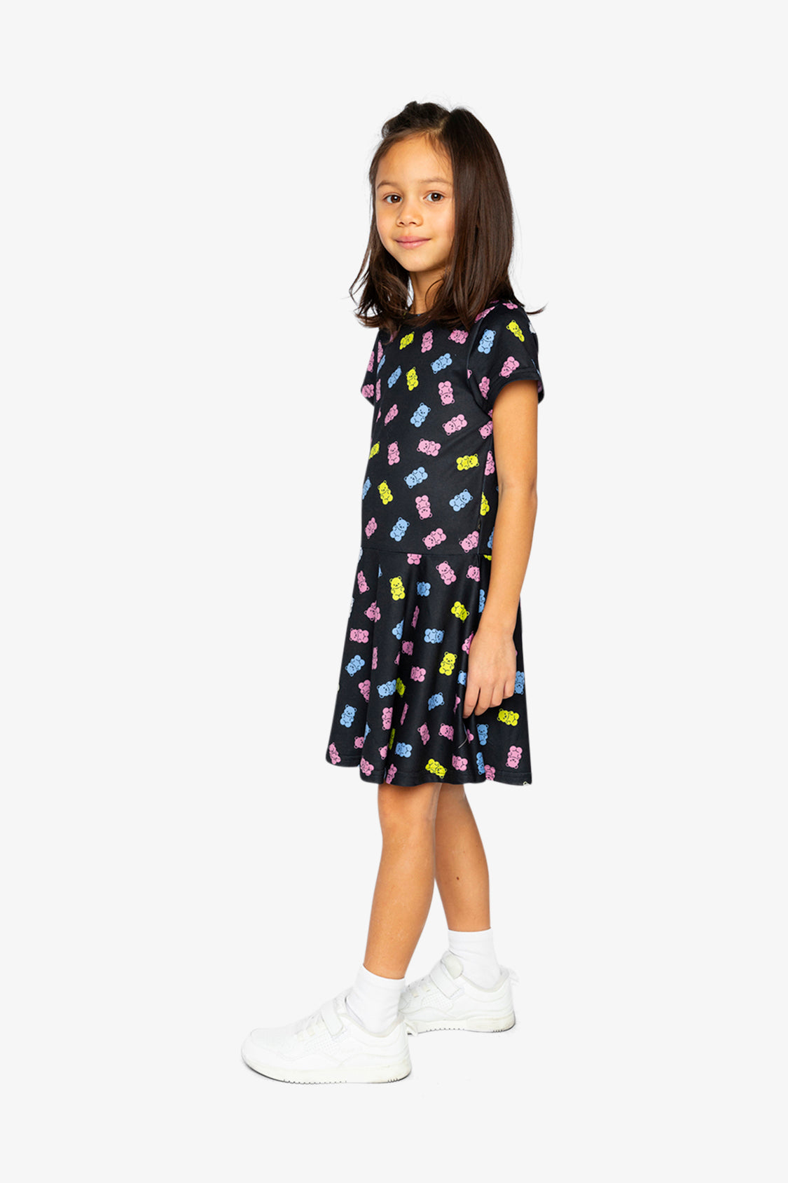 Short Sleeve Dress Black Printed Gummy Bears - Image 3