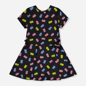 Short Sleeve Dress Black Printed Gummy Bears - Image 5