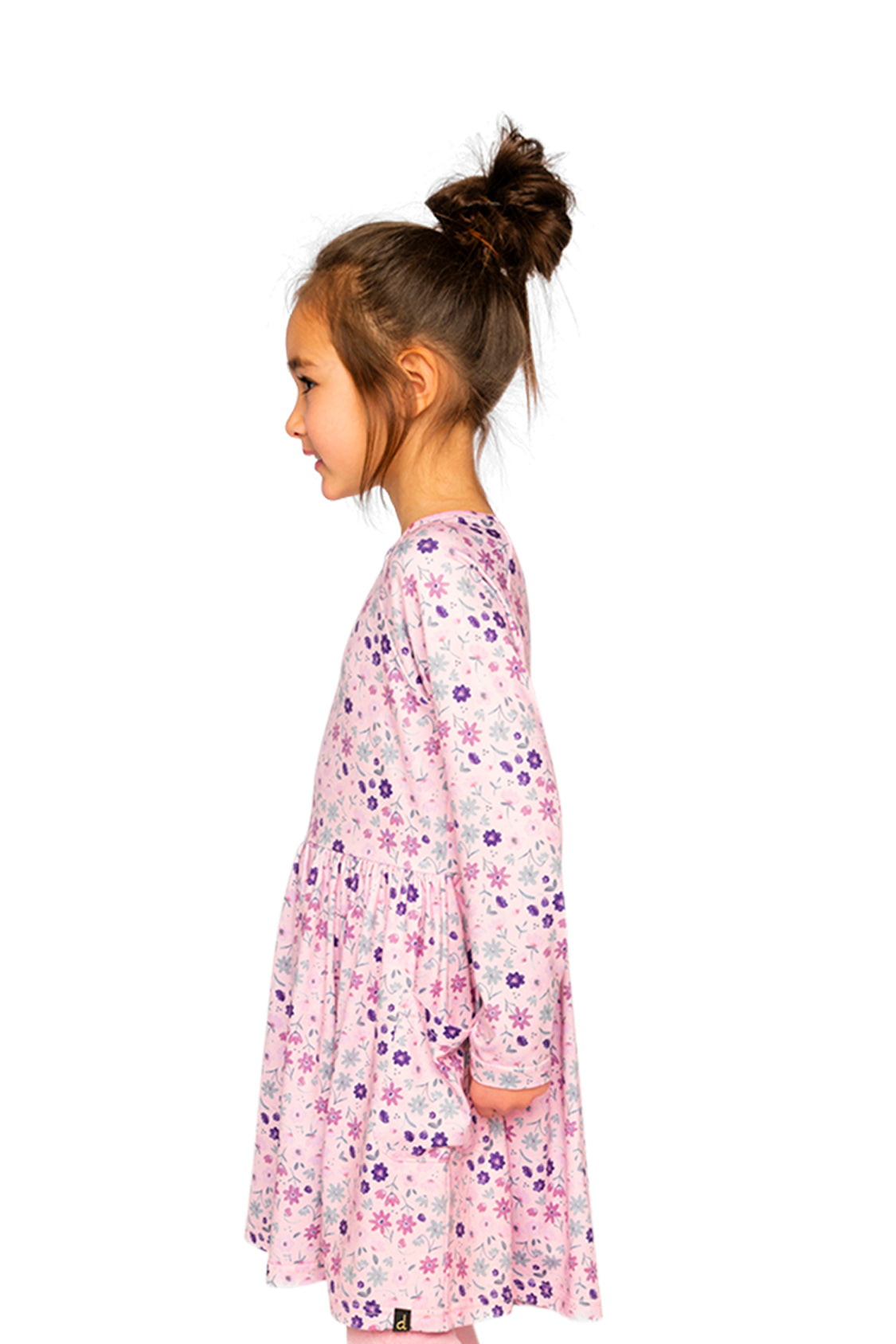 Long Sleeve Dress Rose Print Daisies - Image 3