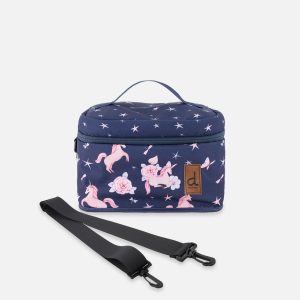 Lunch Box Navy Unicorn Print