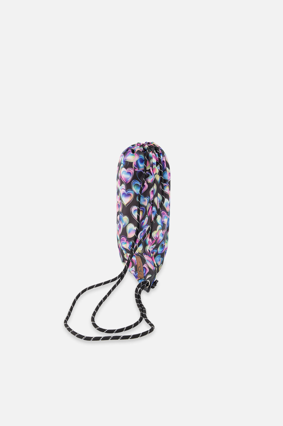 Drawstring Bag Black Printed With Hearts - Image 2