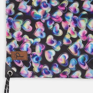 Drawstring Bag Black Printed With Hearts - Image 3