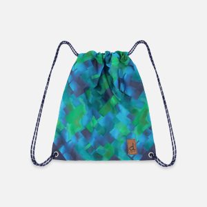 Drawstring Bag Blue Diamond Print - Image 5