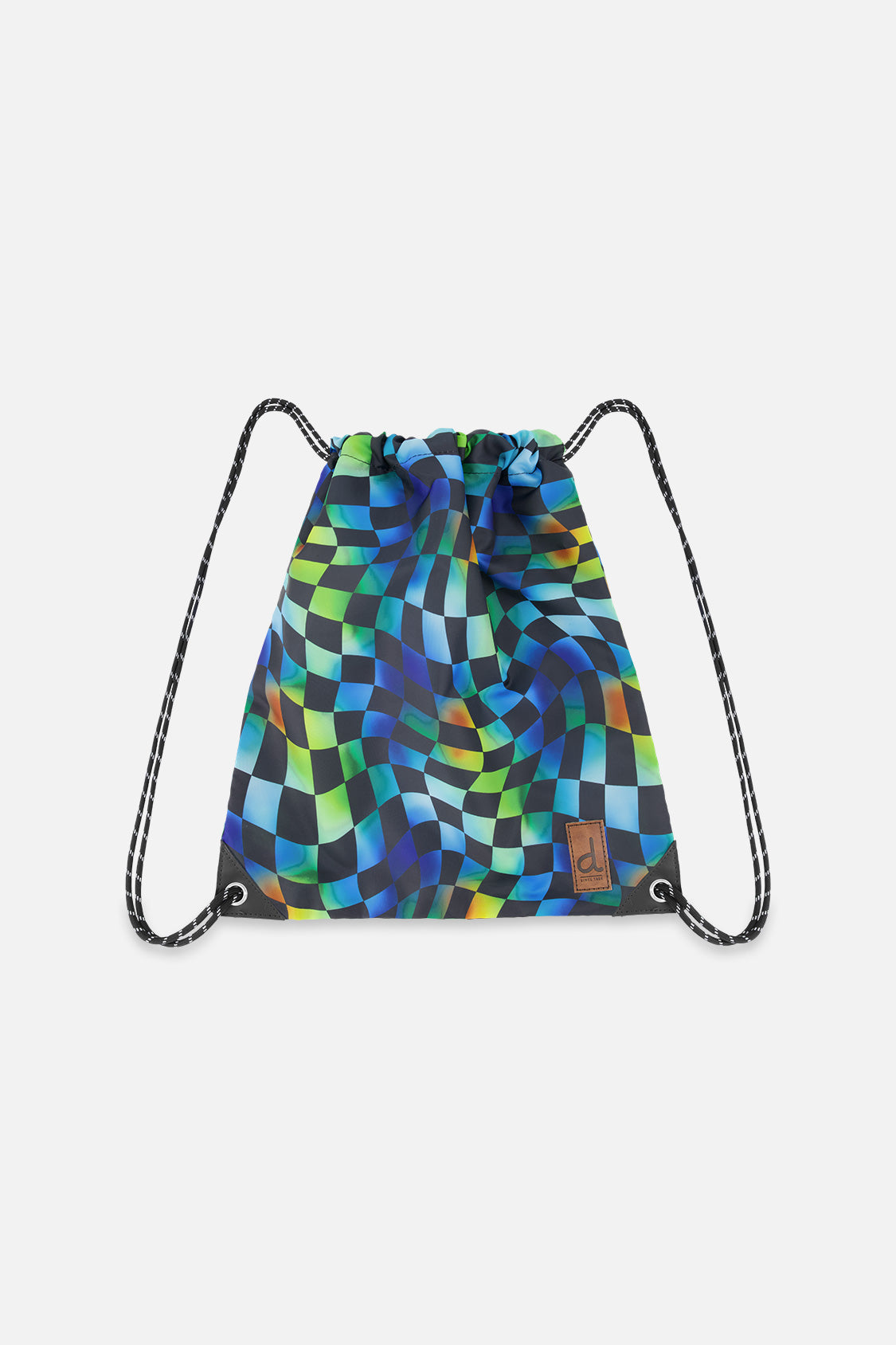 Drawstring Bag Blue Checkered Print - Image 5
