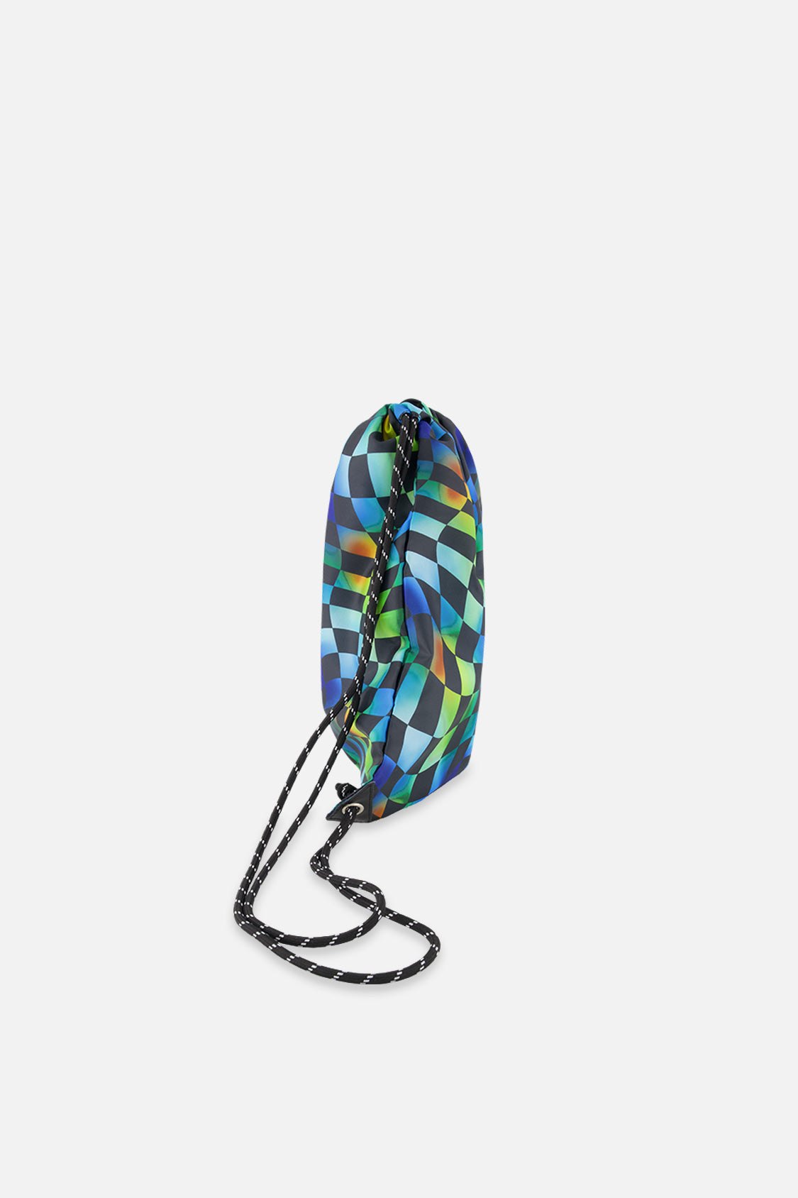 Drawstring Bag Blue Checkered Print - Image 2
