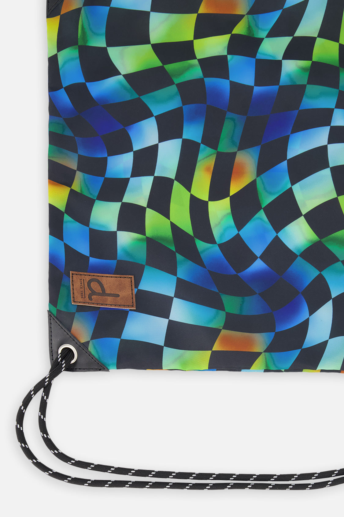 Drawstring Bag Blue Checkered Print - Image 3