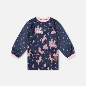 Apron Navy Unicorn Print