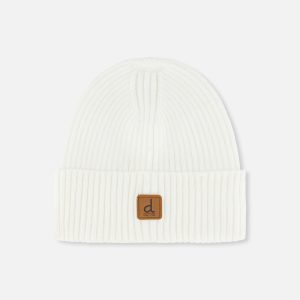 Ribbed Knit Hat Off-White - Image 6