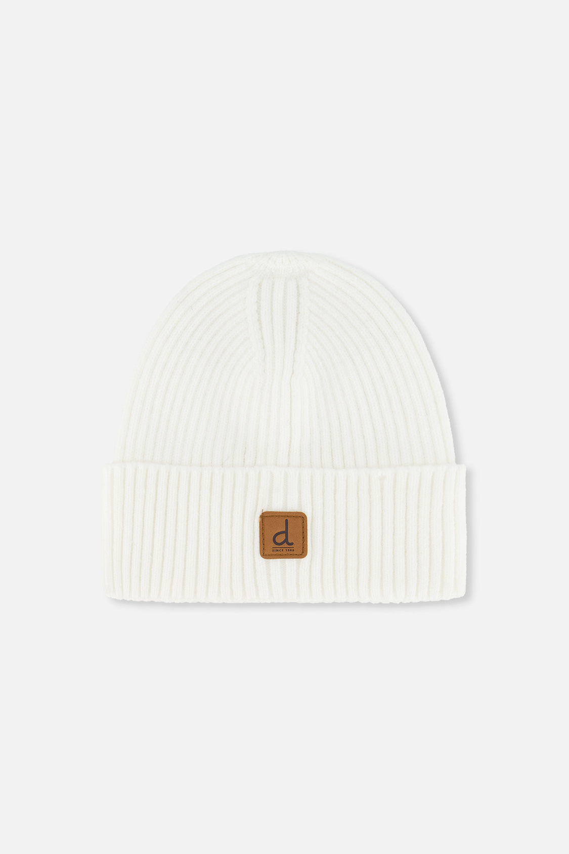 Ribbed Knit Hat Off-White - Image 7
