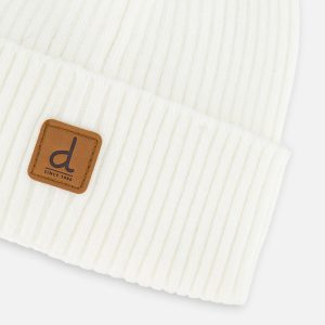 Ribbed Knit Hat Off-White - Image 4