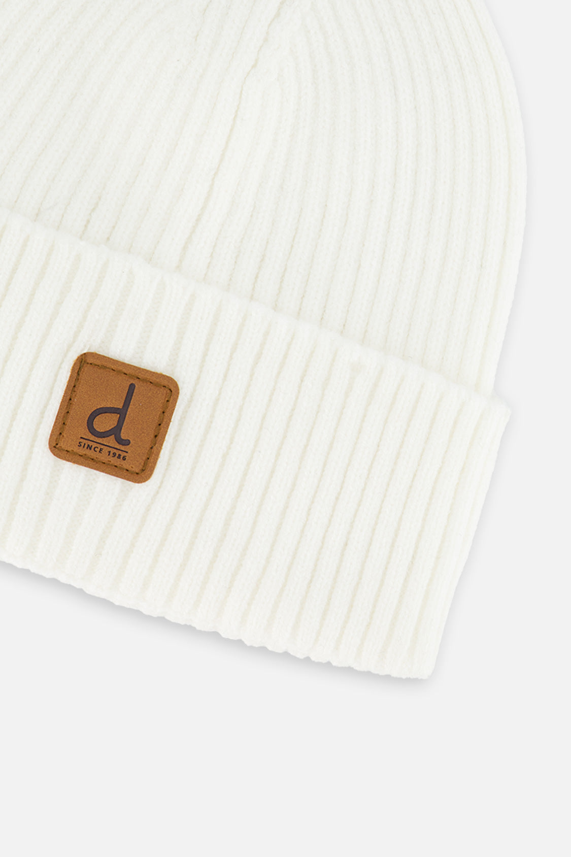 Ribbed Knit Hat Off-White - Image 4